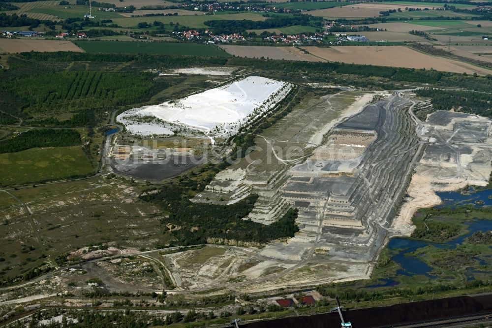 Luftaufnahme Kieritzsch - Bergbau- Abraumhalde des Tagebau Vereinigtes Schleenhain in Kieritzsch im Bundesland Sachsen, Deutschland
