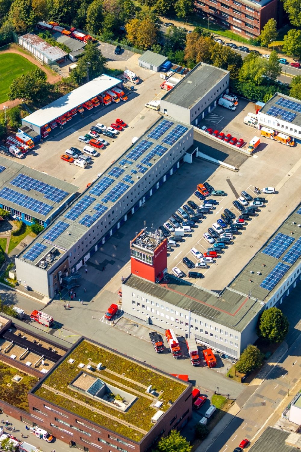 Luftbild Essen - Betriebshof der Feuerwehr in Essen im Bundesland Nordrhein-Westfalen - NRW, Deutschland