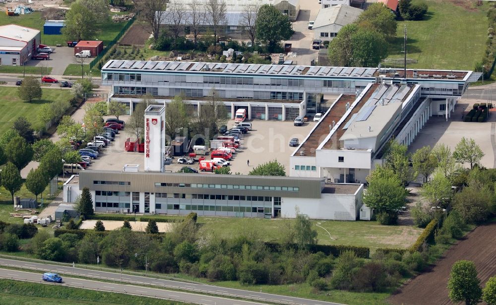 Erfurt aus der Vogelperspektive: Betriebshof der Feuerwehrwache im Ortsteil Marbach in Erfurt im Bundesland Thüringen, Deutschland