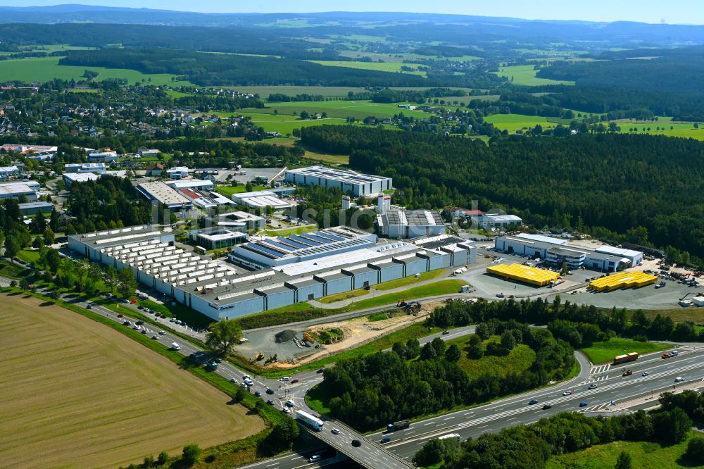 Treuen aus der Vogelperspektive: Betriebshof der GOLDBECK Ost GmbH in Treuen im Bundesland Sachsen, Deutschland