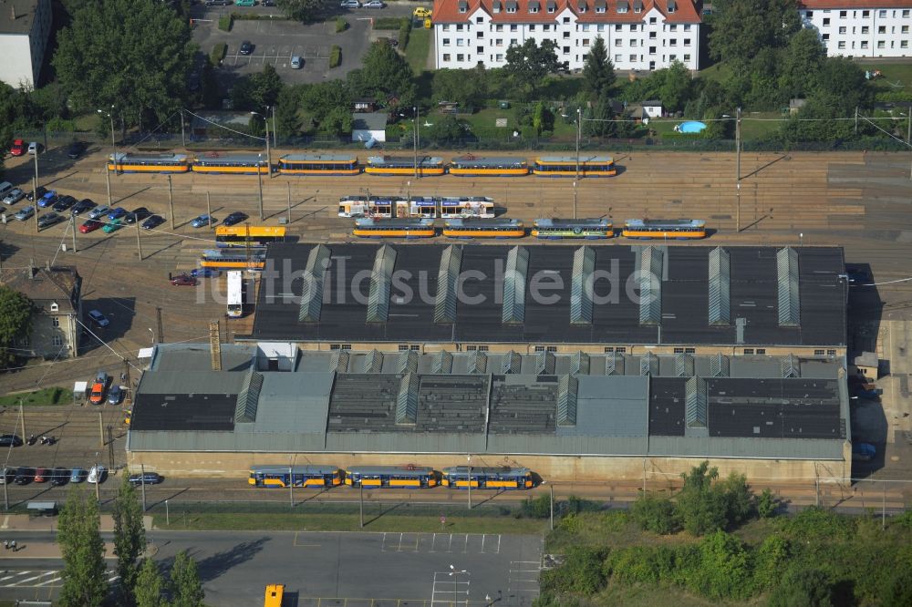 Luftaufnahme Leipzig - Betriebshof der Leipziger Verkehrsbetriebe - LVB in Leipzig im Bundesland Sachsen