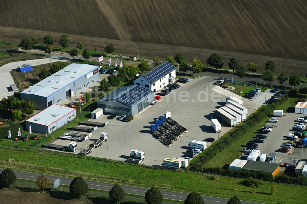 Barleben von oben - Betriebshof Meier Akademie GmbH in Barleben im Bundesland Sachsen-Anhalt, Deutschland