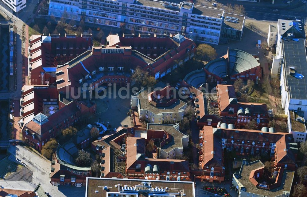 Luftaufnahme Kassel - Bibliotheks- Gebäude der Universitätsbibliothek Kassel in Kassel im Bundesland Hessen, Deutschland