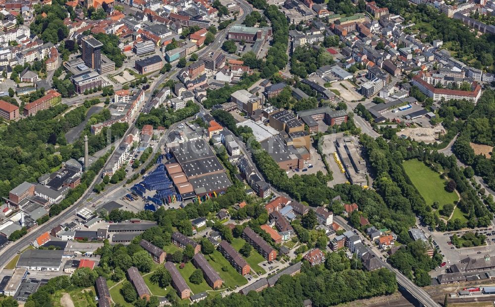 Luftbild Flensburg - Bierbrauerei- Werksgelände in der südlichen Innenstadt in Flensburg im Bundesland Schleswig-Holstein, Deutschland