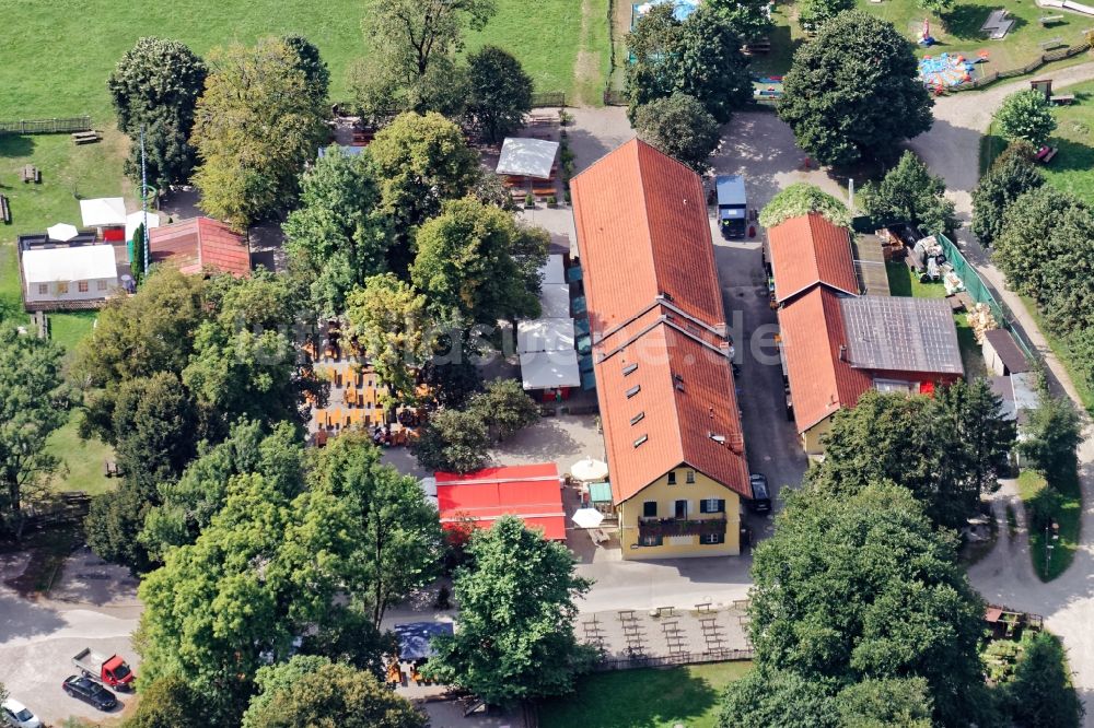Luftbild Gauting - Biergarten und Gasthaus Forsthaus Kasten nahe Gauting im Bundesland Bayern
