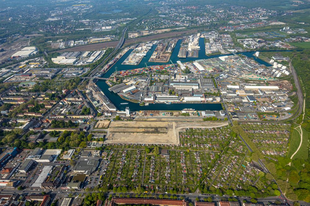 Luftbild Dortmund - Binnenschiffahrtszentrum Dortmunder Hafen in Dortmund im Bundesland Nordrhein-Westfalen, Deutschland