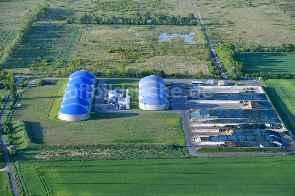 Altenzaun von oben - Biogasspeicher- Behälter im Biogaspark in Altenzaun im Bundesland Sachsen-Anhalt, Deutschland