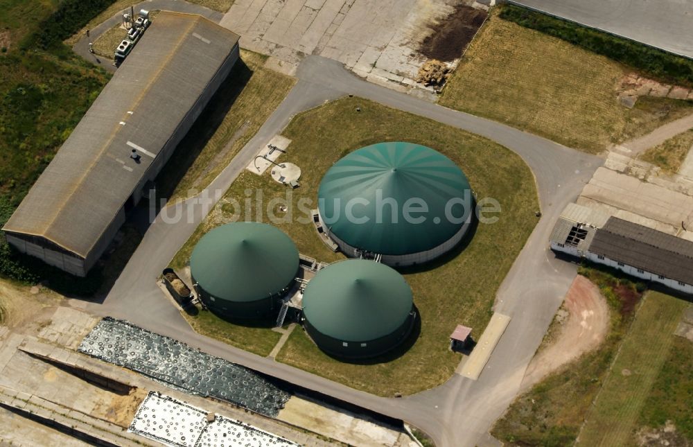 Kelbra (Kyffhäuser) von oben - Biogasspeicher- Behälter im Biogaspark in Kelbra (Kyffhäuser) im Bundesland Sachsen-Anhalt, Deutschland