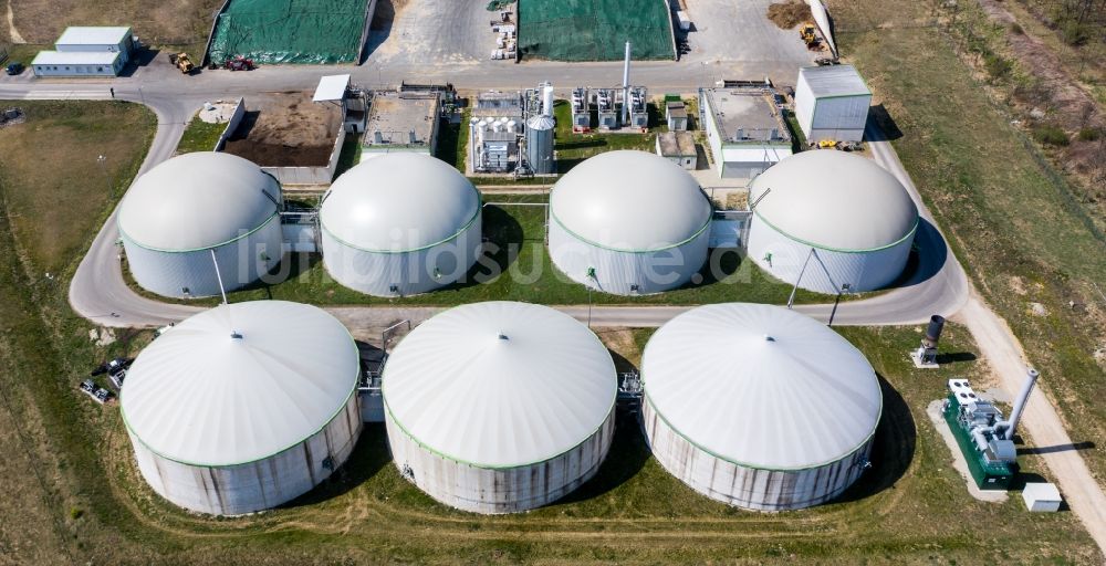 Luftbild Menteroda - Biogasspeicher- Behälter im Biogaspark in Menteroda im Bundesland Thüringen, Deutschland
