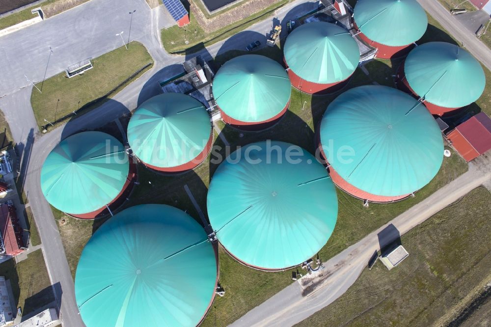 Luftbild Neukammer - Biogasspeicher- Behälter im Biogaspark in Neukammer im Bundesland Brandenburg, Deutschland