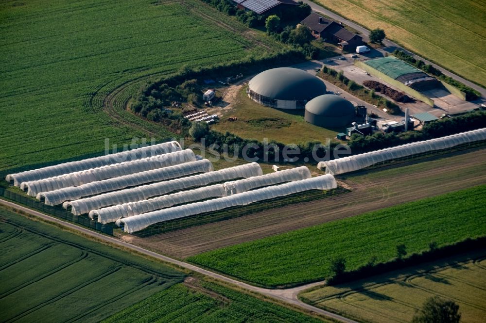 Luftaufnahme Olfen - Biogasspeicher- Behälter in Olfen im Bundesland Nordrhein-Westfalen, Deutschland