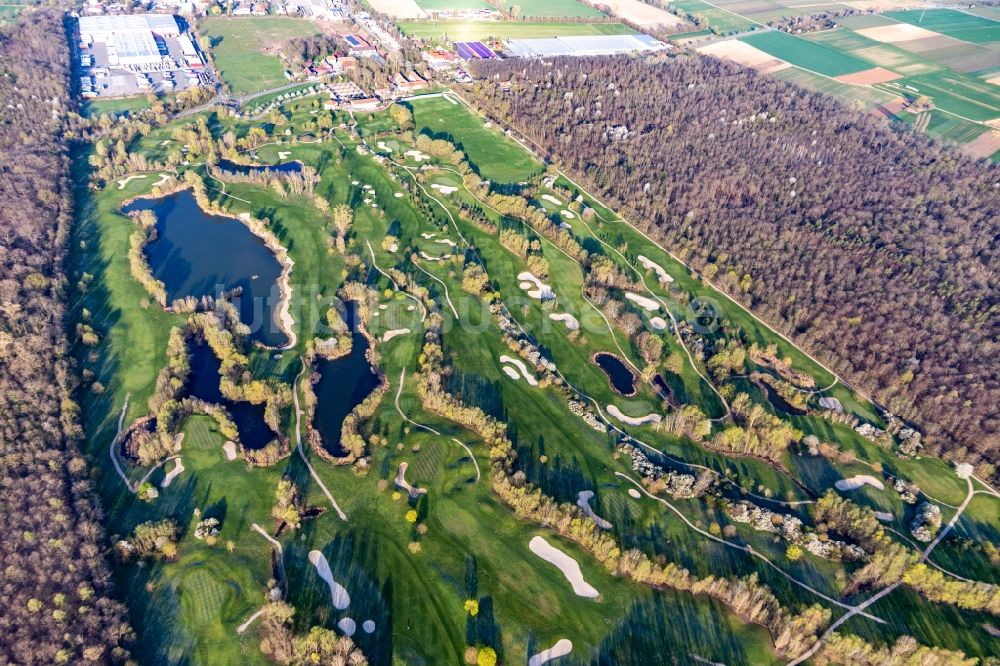 Luftbild Essingen - Blühende Bäume im Frühjahr auf der Golfanlage Landgut Dreihof - GOLF absolute in Essingen im Bundesland Rheinland-Pfalz
