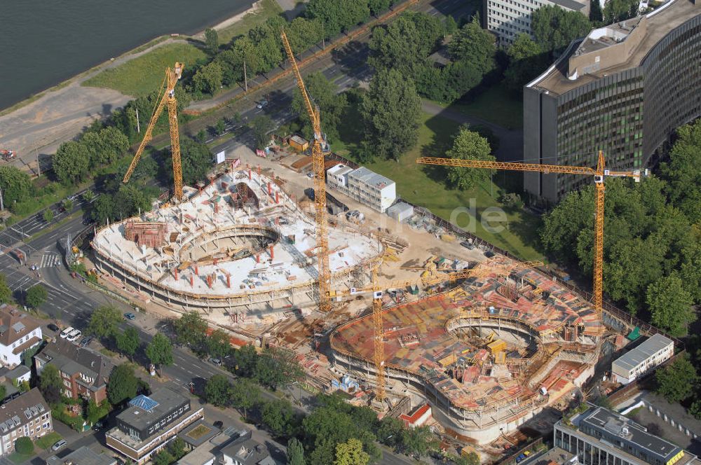 Luftaufnahme Köln - Blick auf die Baustelle der Cologne Oval Offices im Kölner Stadtteil Bayenthal