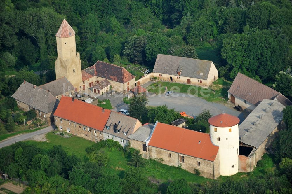 Freckleben von oben - Blick auf die Burg Freckleben in der gleichnamigen Stadt im Bundesland Sachsen-Anhalt