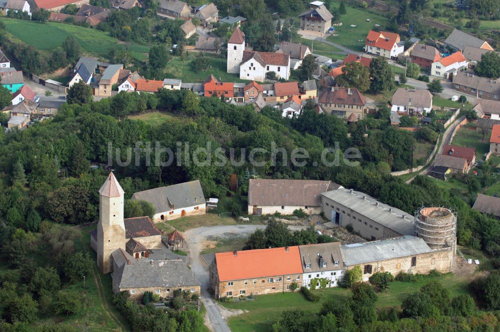 Freckleben aus der Vogelperspektive: Blick auf die Burg Freckleben im gleichnamigen Stadtteil von Aschersleben