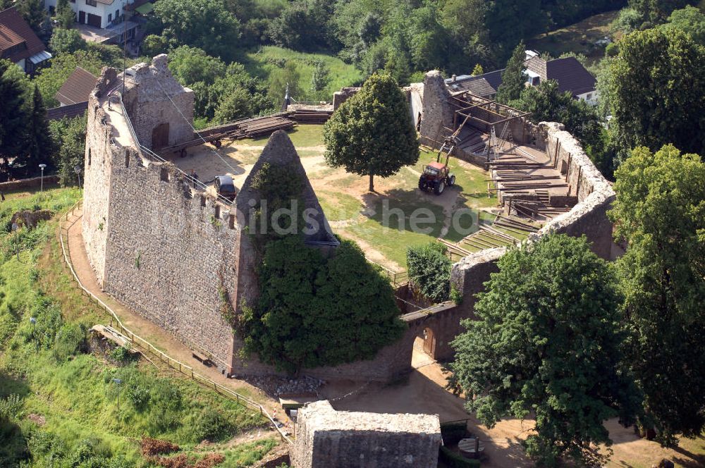 Luftbild Lindenfels - Blick auf die Burg Lindenfels