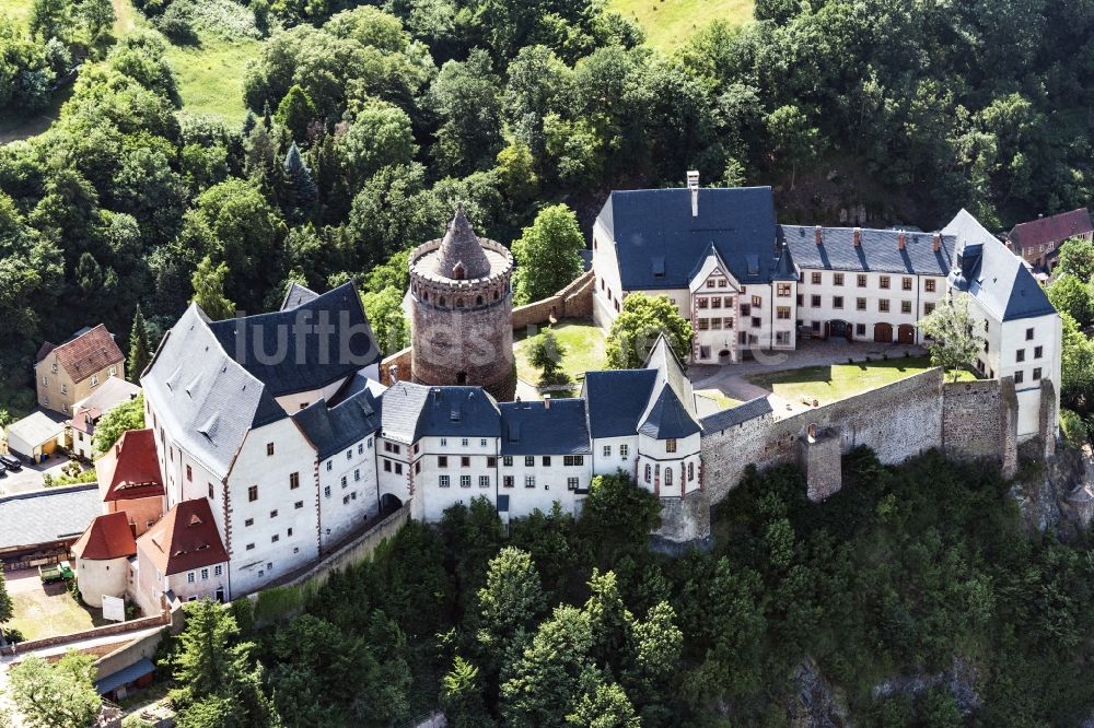 Luftaufnahme Leisnig - Blick auf die Burg Mildenstein in Leisnig im Bundesland Sachsen