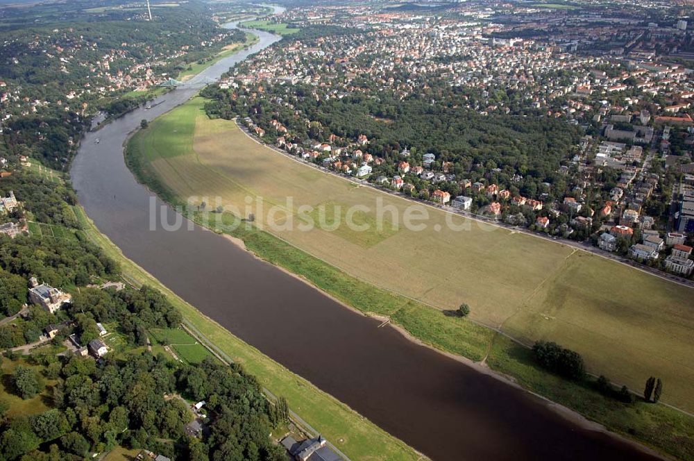 Luftaufnahme Dresden - Blick auf die Elbe und das Blaue Wunder (Dresden)