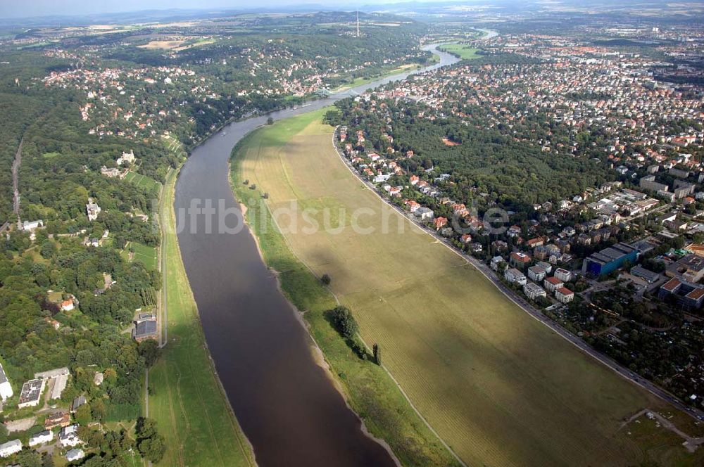 Dresden aus der Vogelperspektive: Blick auf die Elbe und das Blaue Wunder (Dresden)