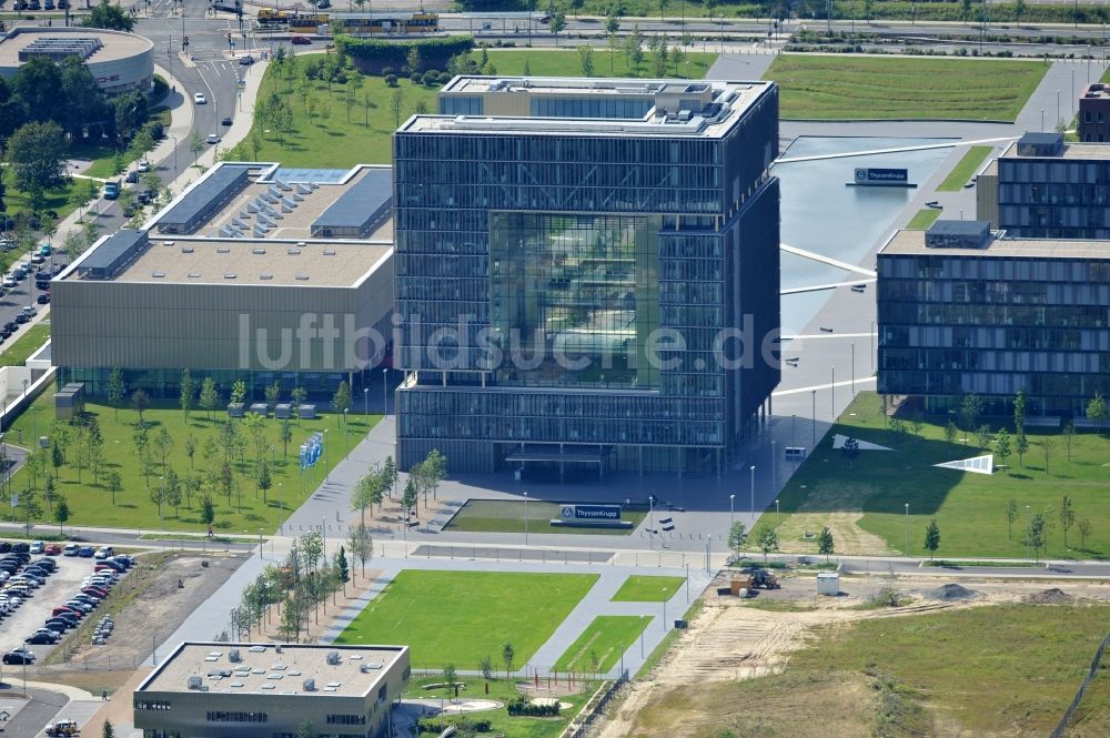 Essen aus der Vogelperspektive: Blick auf das Gebäude der ThyssenKrupp AG in Essen