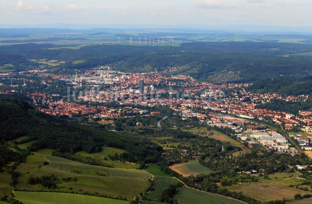 Luftbild Jena - Blick auf Jena im Bundesland Thüringen aus nordöstlicher Richtung 