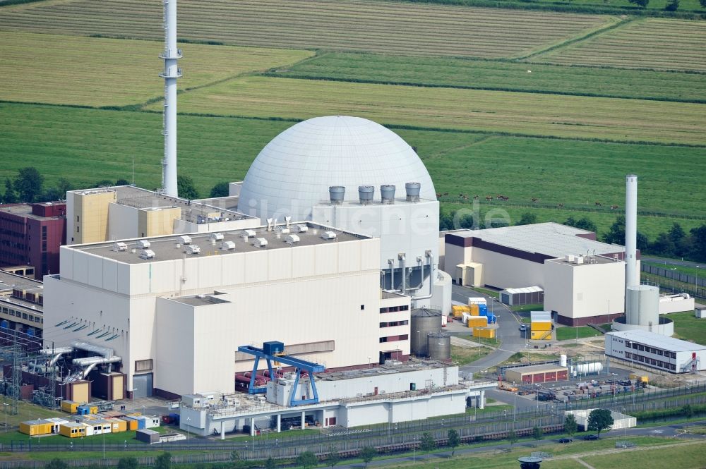 Brokdorf aus der Vogelperspektive: Blick auf das Kernkraftwerk Brokdorf nahe der gleichnamigen Gemeinde im Bundesland Schleswig-Holstein