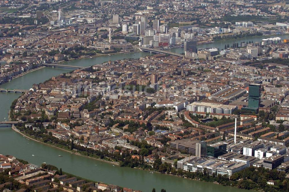 Luftbild Basel - Blick auf Kleinbasel und Rhein