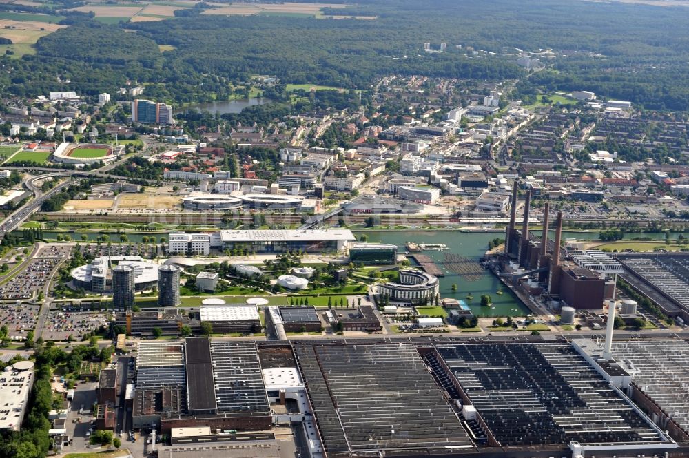 Wolfsburg von oben - Blick auf das Kraftwerk des Volkswagen Werksgeländes in Wolfsburg