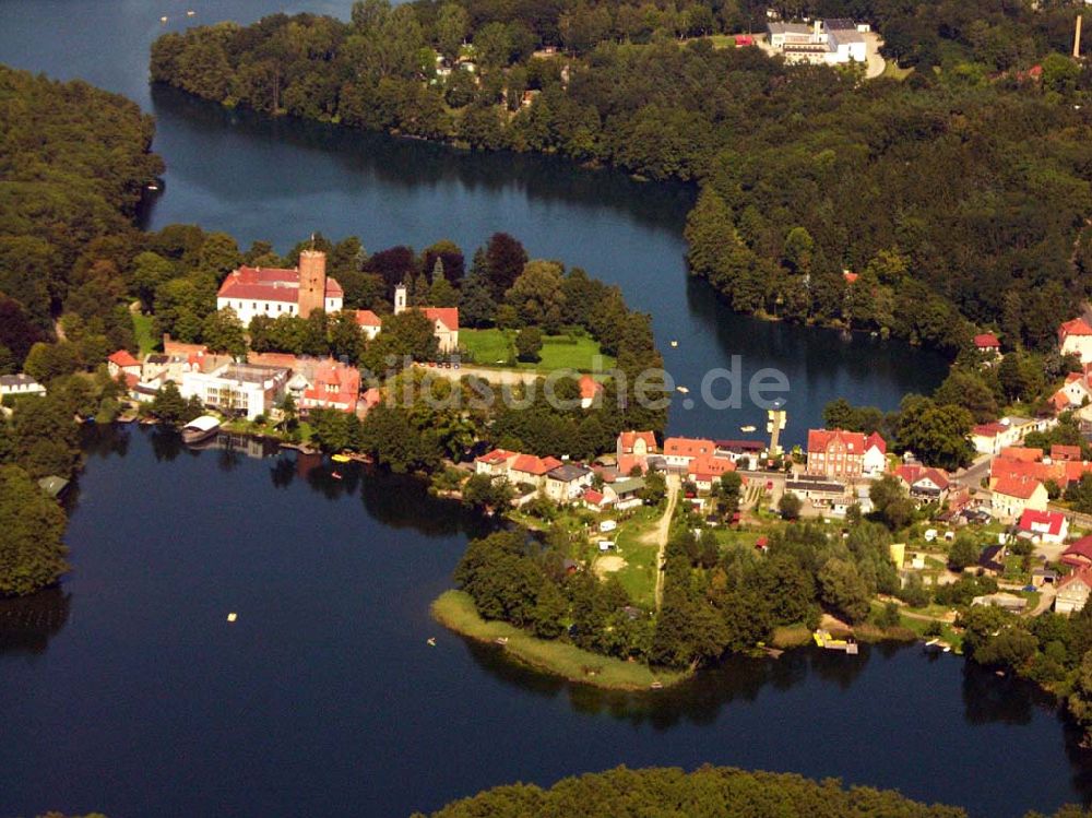 Luftbild Lagow - Blick auf Lagow und die Burg der Johanniter