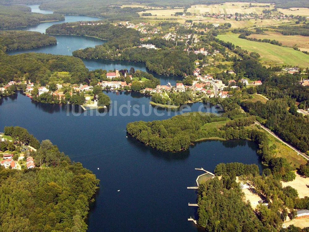Luftaufnahme Lagow - Blick auf Lagow und die Burg der Johanniter