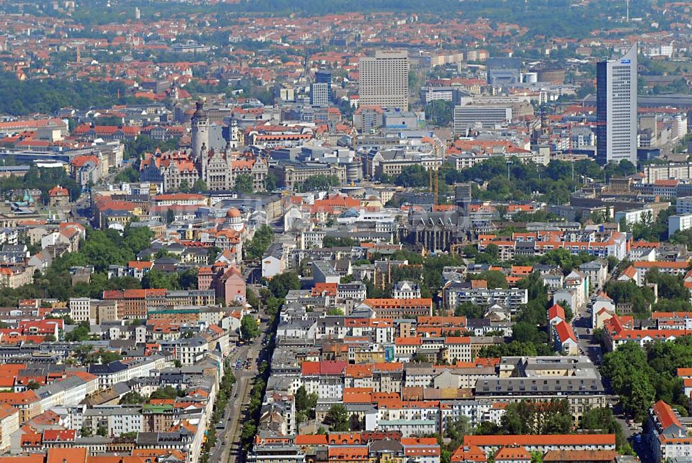 Leipzig aus der Vogelperspektive: Blick auf die Leipziger Innenstadt und die Südvorstadt