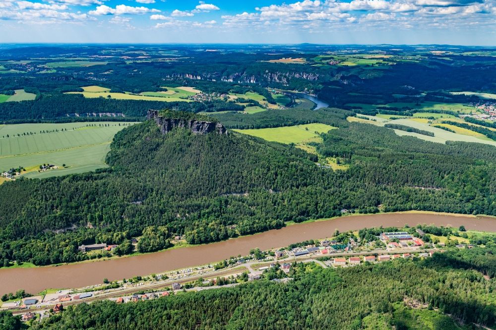 Luftbild Sellnitz - Blick auf den Lilienstein und das Elbtal der Sächsischen Schweiz bei Prossen im Bundesland Sachsen