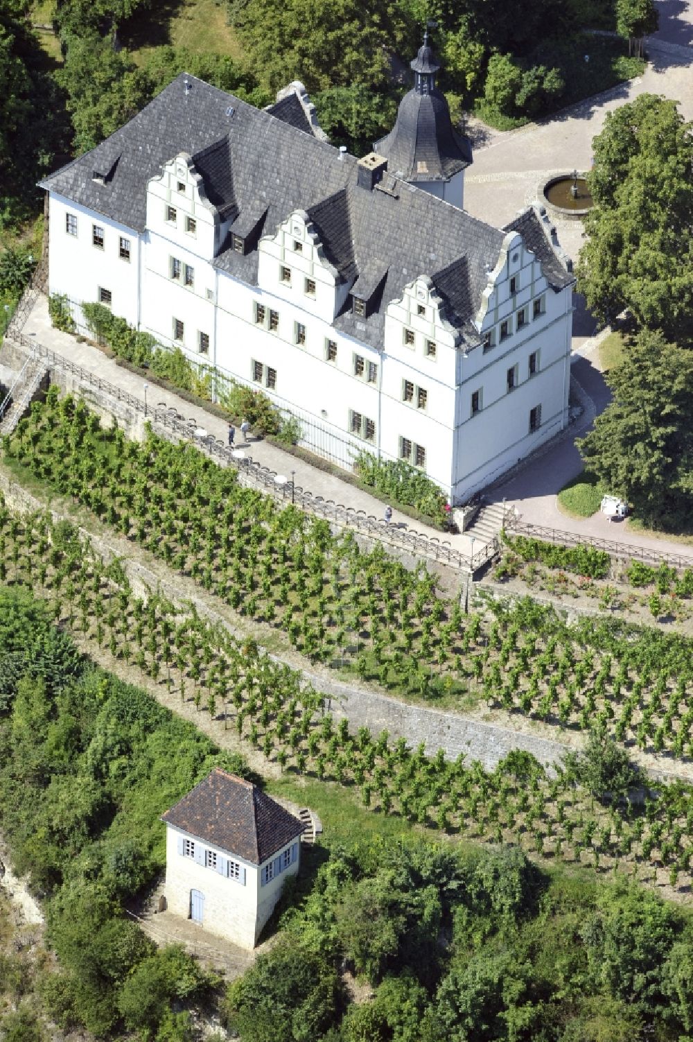 Luftbild Dornburg-Camburg - Blick auf das Renaissance- Schloss in Dornburg-Camburg im Bundesland Thüringen