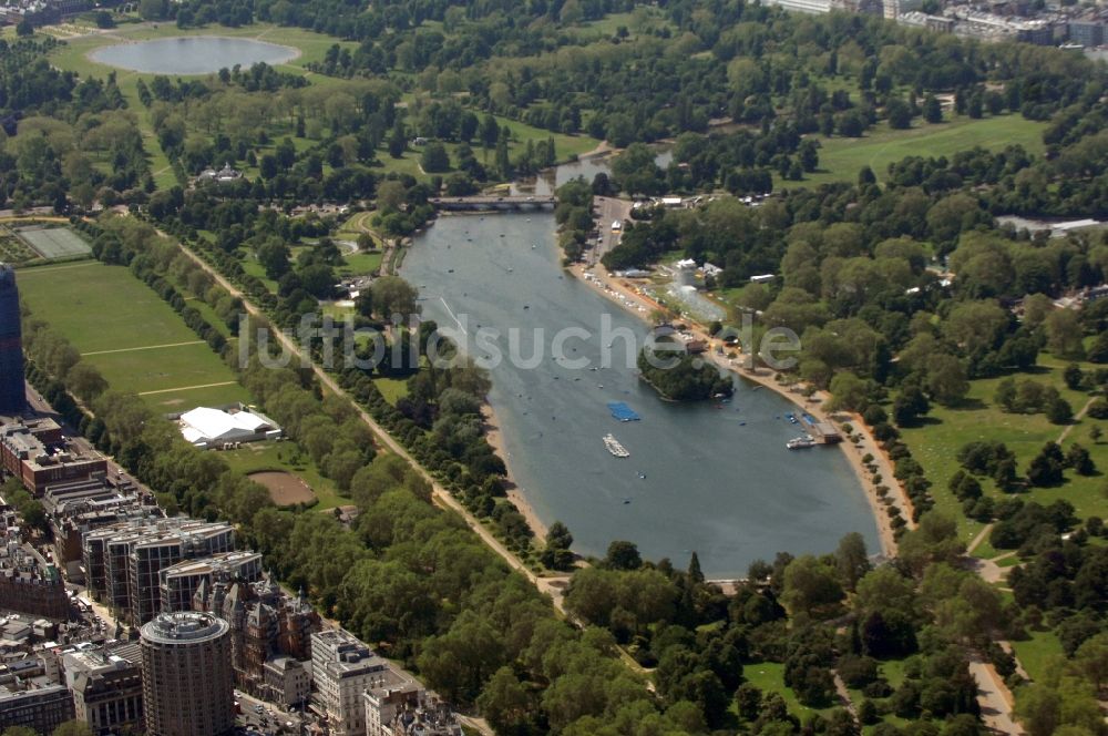 London von oben - Blick auf den See The Serpentine in London