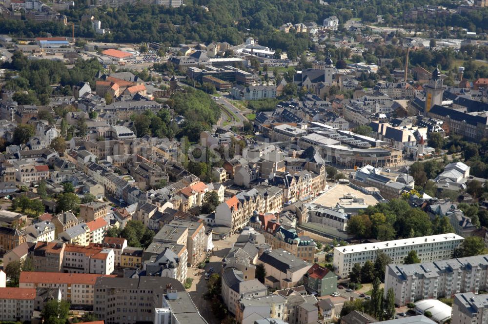 Luftbild Plauen - Blick auf die Stadt Plauen mit der Stadtgalerie ECE