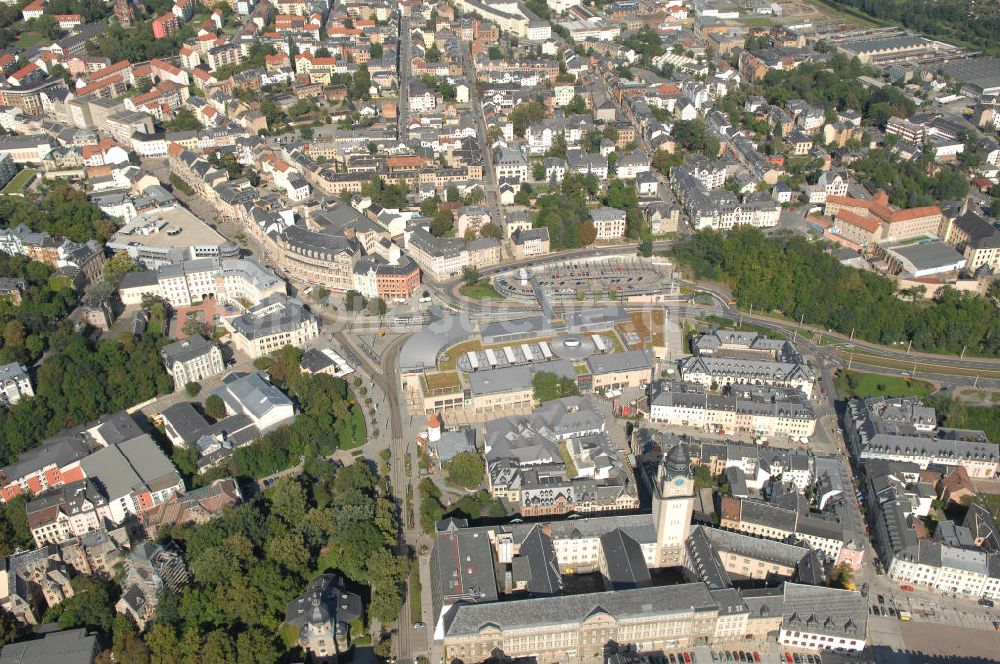 Luftbild Plauen - Blick auf die Stadt Plauen und die Stadtgalerie ECE