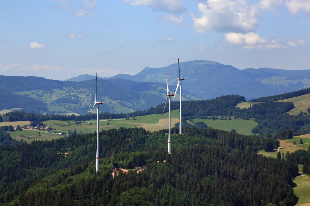 Luftbild Hasel - Blick vom Windpark Glaserkopf zum Belchen im Südschwarzwald in Hasel im Bundesland Baden-Württemberg