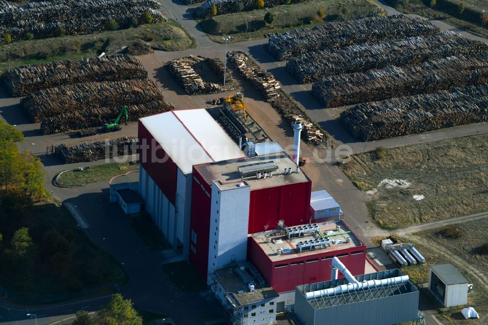 Luftaufnahme Piesteritz - Blockheizkraftwerk - regionalen Heizkraftwerkes - Biomasseheizkraftwerk in Piesteritz im Bundesland Sachsen-Anhalt, Deutschland
