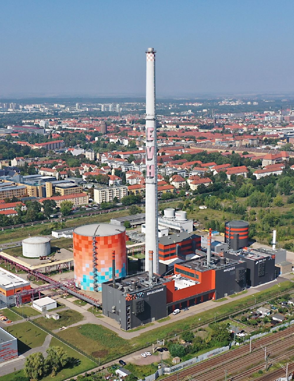Luftaufnahme Halle (Saale) - Blockheizkraftwerk - regionalen Heizkraftwerkes an der Dieselstraße in Halle (Saale) im Bundesland Sachsen-Anhalt, Deutschland