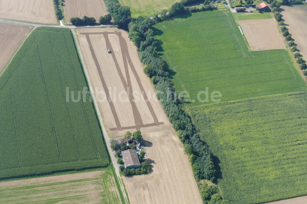 Luftbild Rosdorf - Bodenbearbeitungsspuren auf einem landwirtschaftlichen Acker in Rosdorf im Bundesland Niedersachsen, Deutschland