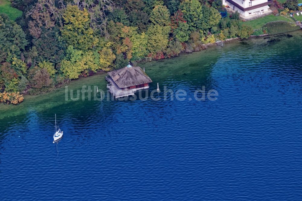 Luftbild Feldafing - Bootshaus am Ufer des Starnberger Sees bei Tutzing im Bundesland Bayern