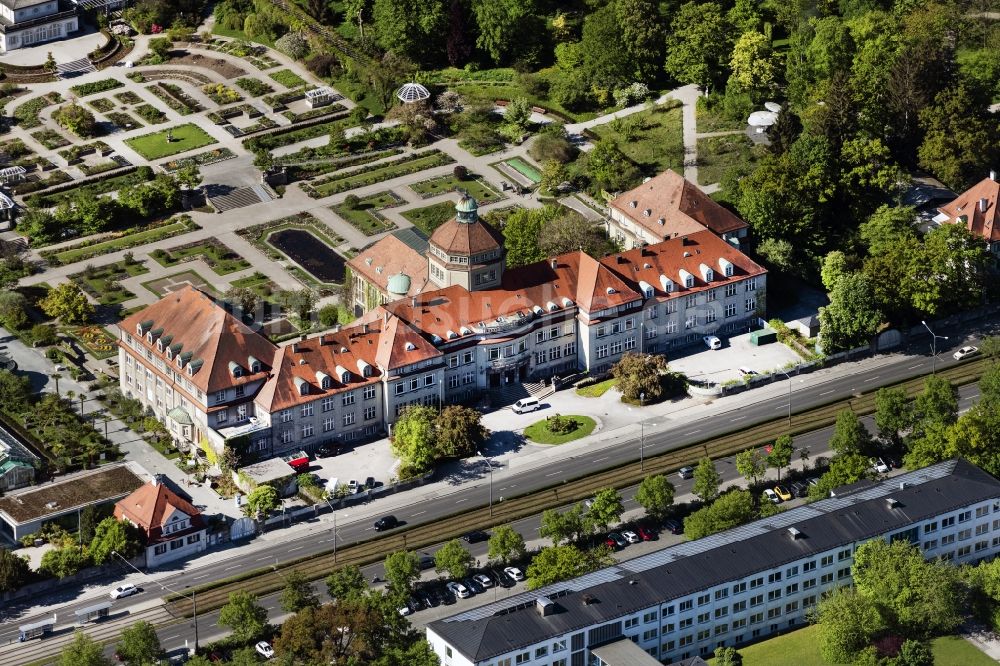 München aus der Vogelperspektive: Botanischer Garten in München Nymphenburg im Bundesland Bayern