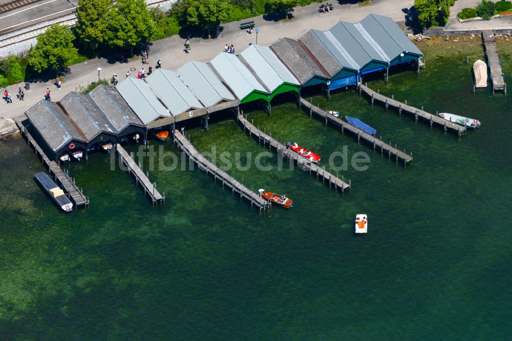 Luftbild Starnberg - Bottshaus des Bootsverleih Schropp und Bootsliegeplätzen am Uferbereich des Starnberger See in Starnberg im Bundesland Bayern, Deutschland