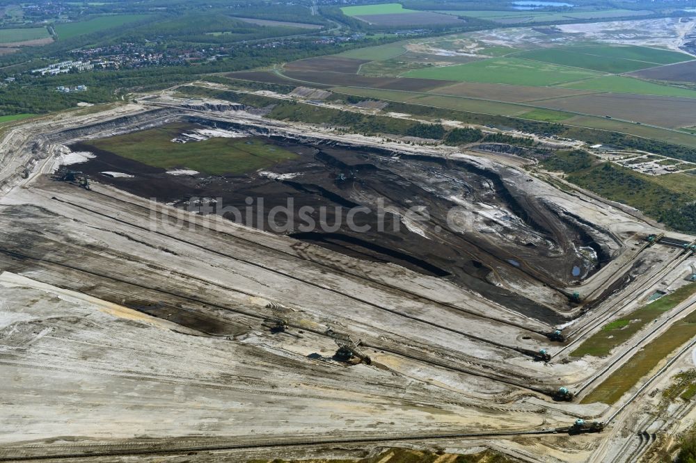 Pödelwitz aus der Vogelperspektive: Braunkohle - Tagebau Vereinigtes Schleehain in Pödelwitz im Bundesland Sachsen, Deutschland
