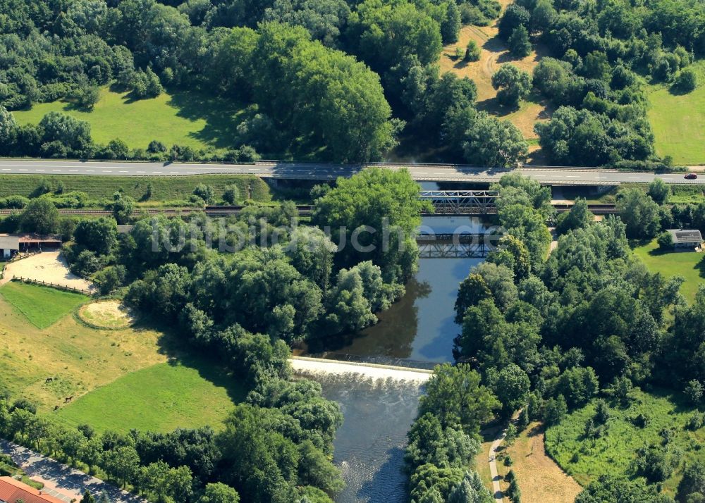 Luftbild Saalfeld/Saale - Brücken über die Saale in Saalfeld/Saale im Bundesland Thüringen
