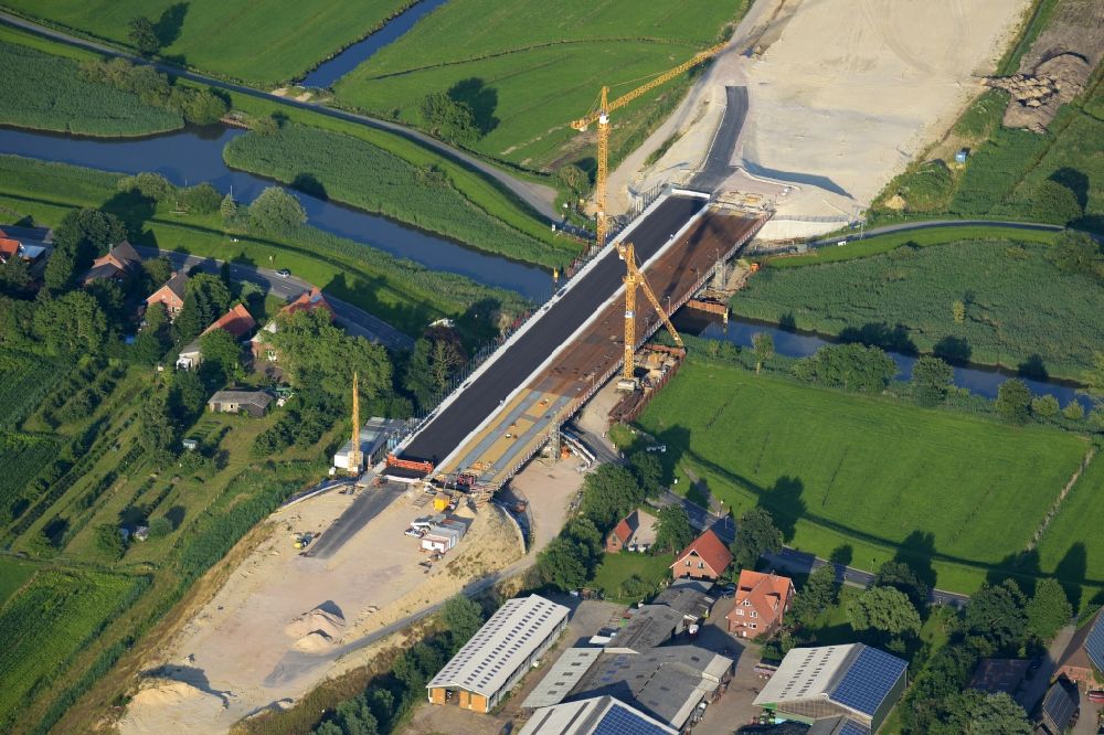 Luftbild Buxtehude - Brückenbau der A26 in Buxtehude im Bundesland Niedersachsen, Deutschland