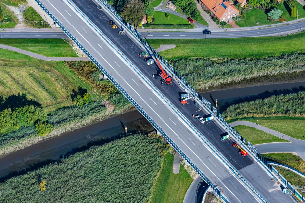 Luftaufnahme Buxtehude - Brückenbau der A26 in Buxtehude im Bundesland Niedersachsen, Deutschland