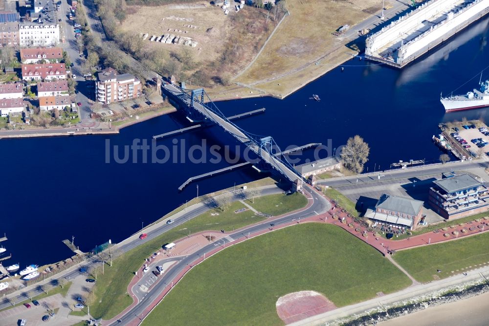 Luftbild Wilhelmshaven - Brückenbauwerk Kaiser-Wilhelm-Brücke in Wilhelmshaven im Bundesland Niedersachsen