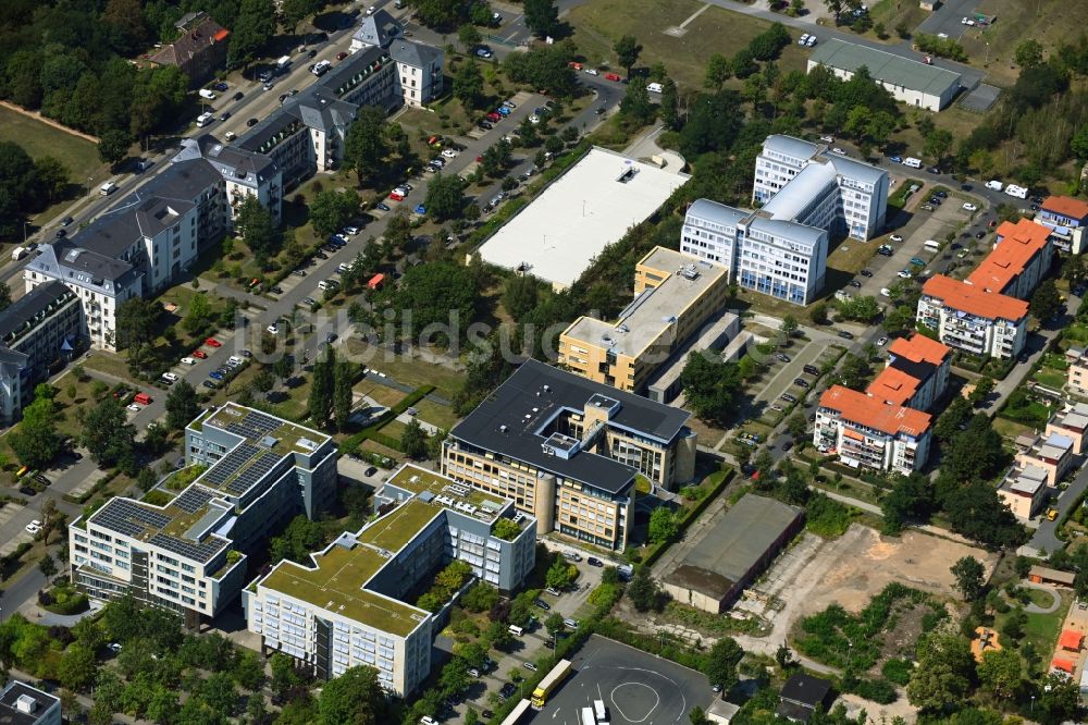 Luftaufnahme Dresden - Büro- und Geschäftshaus- Ensemble im Ortsteil Albertstadt in Dresden im Bundesland Sachsen, Deutschland