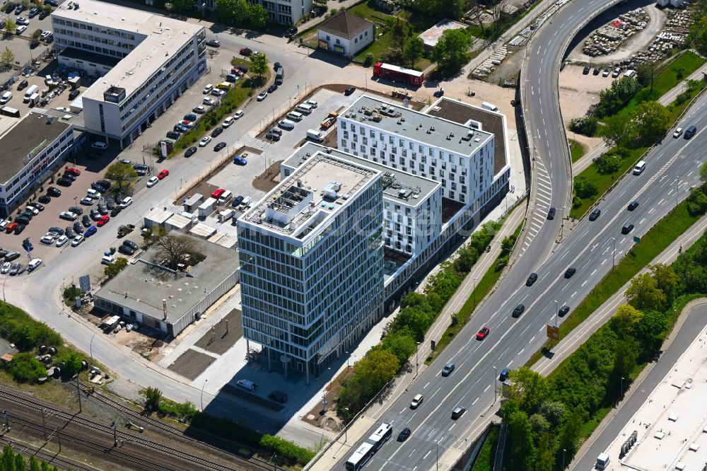 Luftaufnahme Wolfsburg - Büro- und Geschäftshauses Berliner Haus im Ortsteil Hesslingen in Wolfsburg im Bundesland Niedersachsen, Deutschland